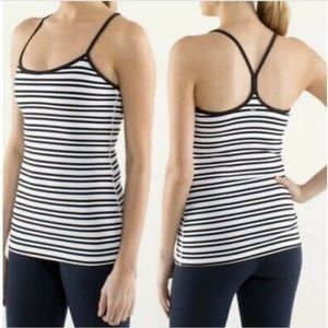 Lululemon black/white striped Power Y Tank - Sz 4